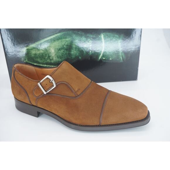 Magnanni Brown Suede Monk Strap Slip On Loafers Size 8 Saddle shoe 10043 main image 11